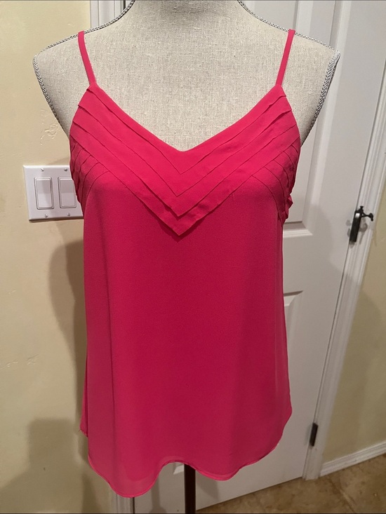 Naked Zebra Tops - Naked Zebra Hot Pink Pleated V-Neck Cami